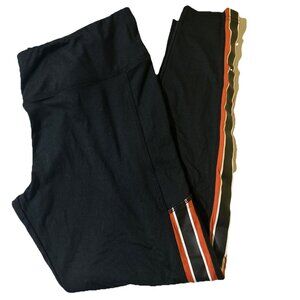 New Harley Davidson Pants Womens L Black Orange Stripe Leggings HD Performance